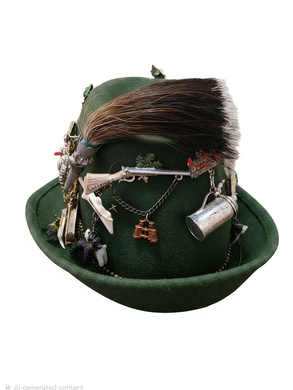 Green Kids Alpine Hat with Decorative Pins